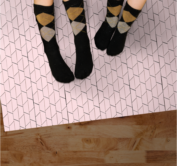 Pink geometric style tile carpet - TenStickers