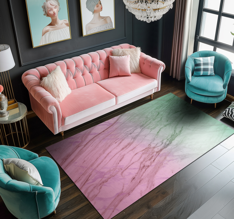 Pink & Green pastel color marble rug - TenStickers