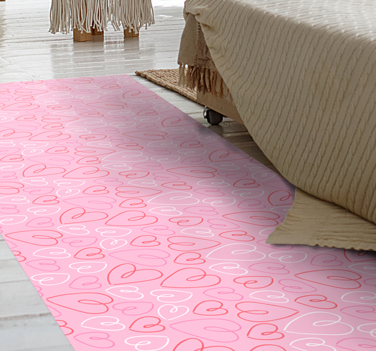 Pink Heart Pattern bedroom carpet - TenStickers
