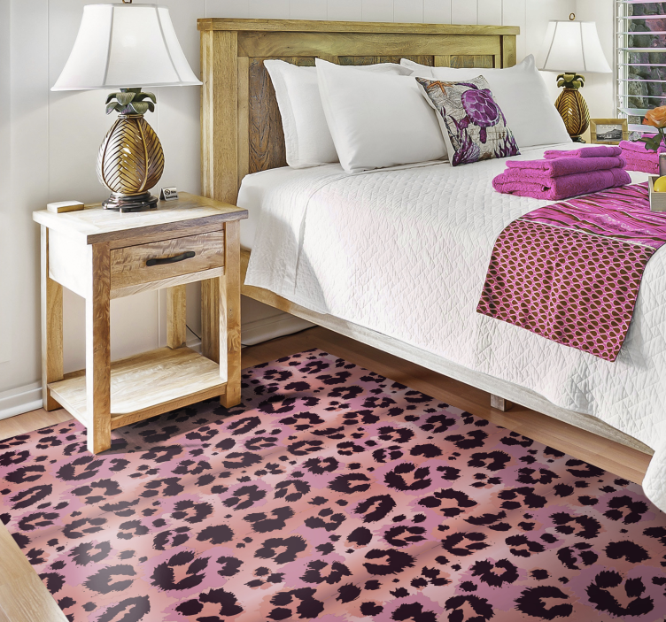 Pink leopard animal print rug - TenStickers