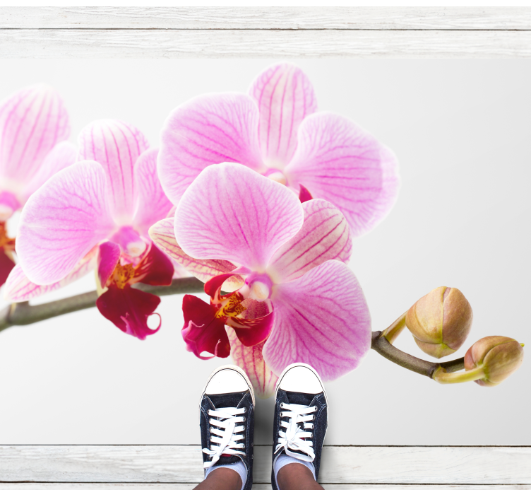 Pink orchid design floral rug - TenStickers