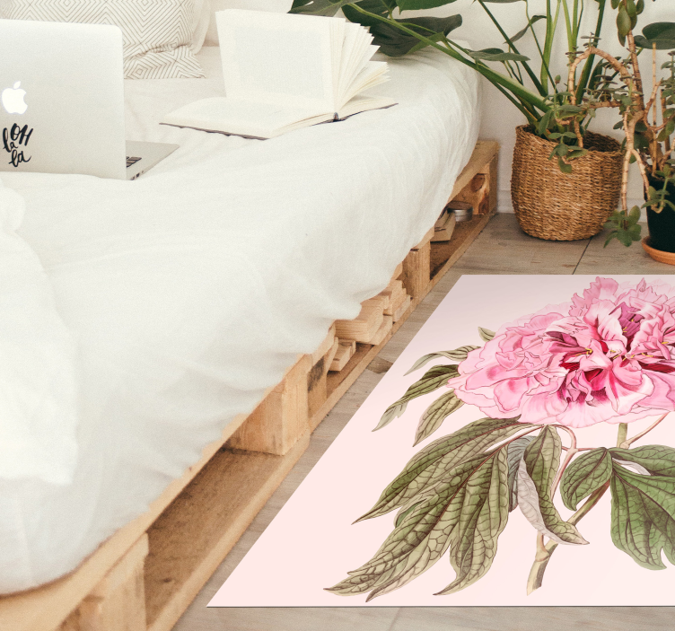 Pink Peony Blossom floral rug - TenStickers