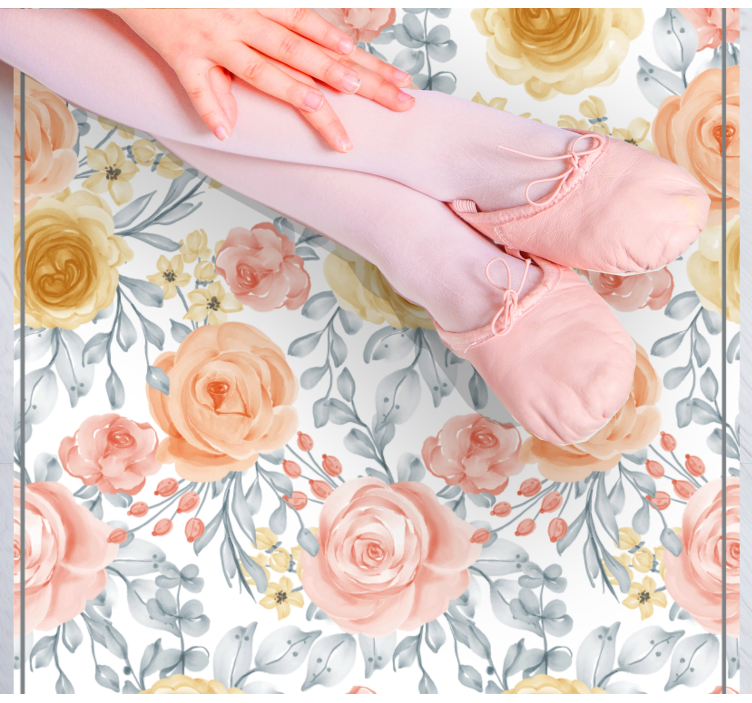 Pink roses watercolor effect square vinyl rug - TenStickers