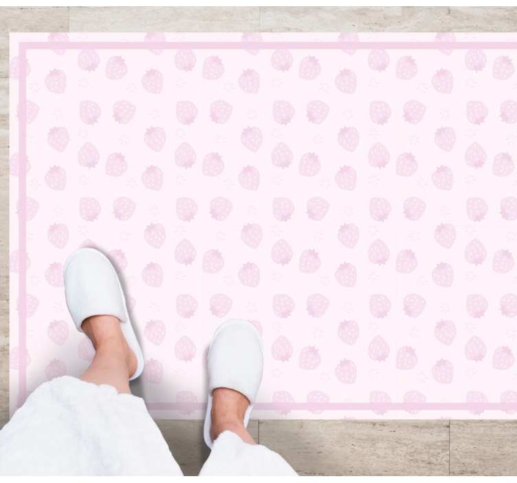 Pink Strawberry Pattern kitchen mat - TenStickers