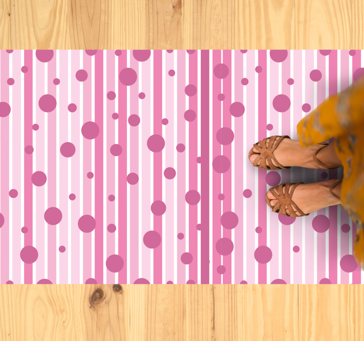 Pink Striped Dots stripes rug - TenStickers