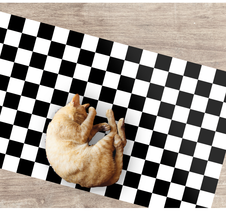 Black and white plaid geometric rug - TenStickers