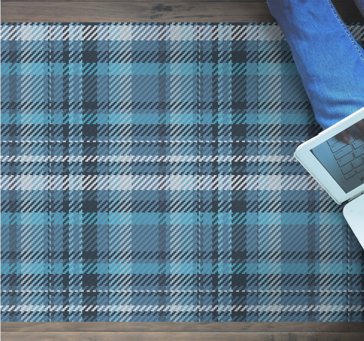 Plaid Patterned Blue stripes rug - TenStickers