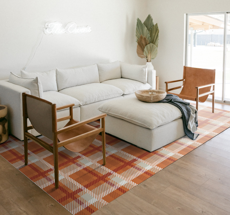 Plaid patterned warmth living room rug - TenStickers