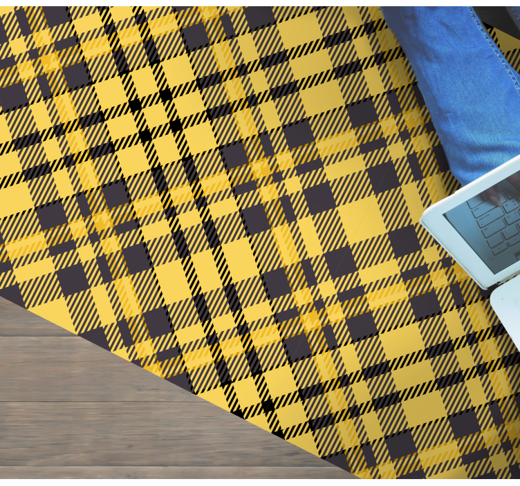 Plaid yellow print texture rug - TenStickers