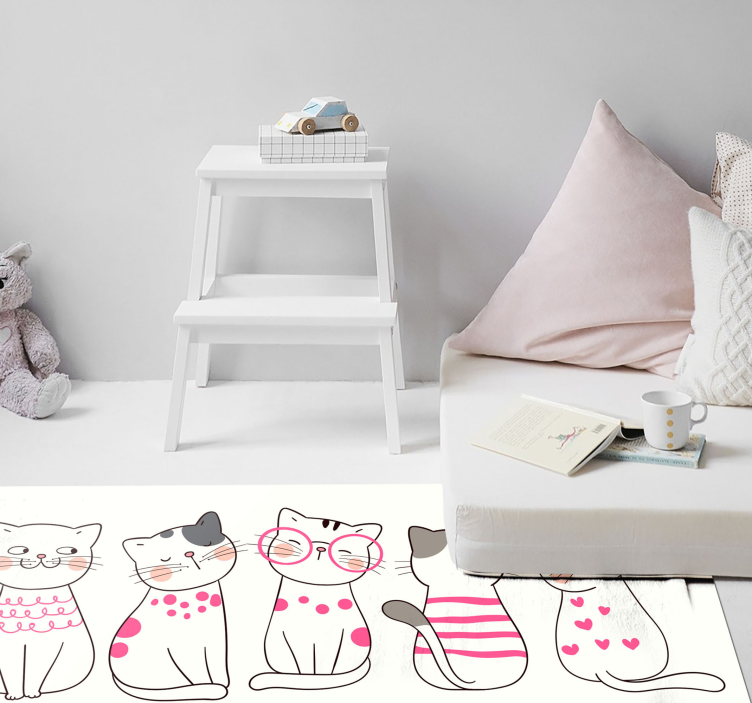 Playful Cat Illustrations kids rug - TenStickers