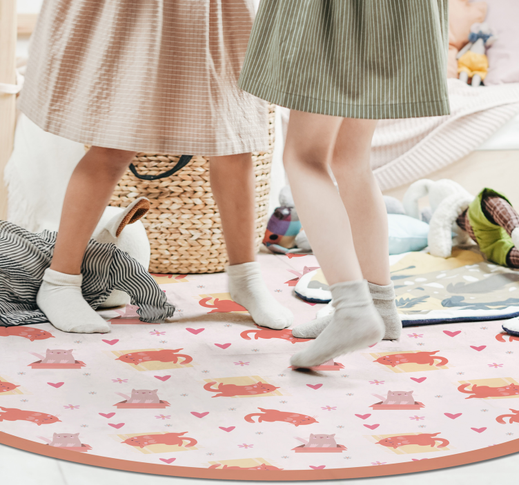 Playful Cat Motif nursery rug - TenStickers