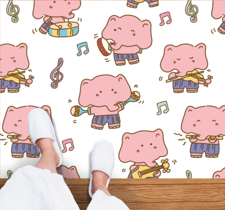 Playful Elephant Musicians kids carpet - TenStickers