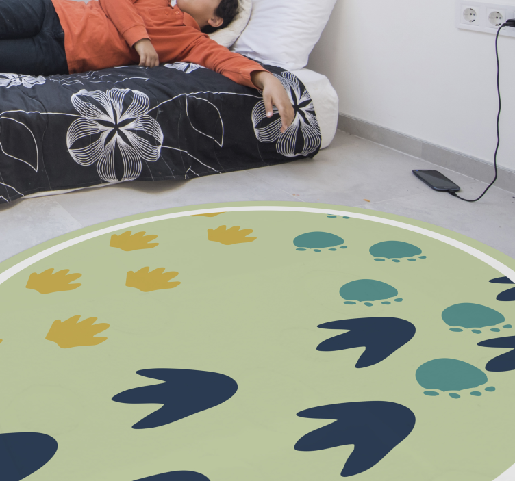Dinosaur footprints design kids rug - TenStickers