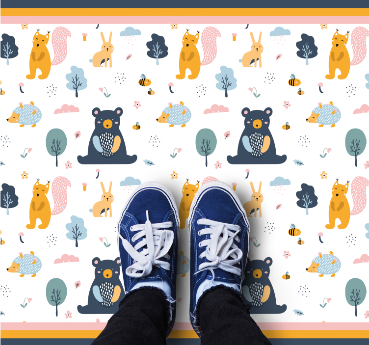 Scandinavian forest friends kids carpet - TenStickers