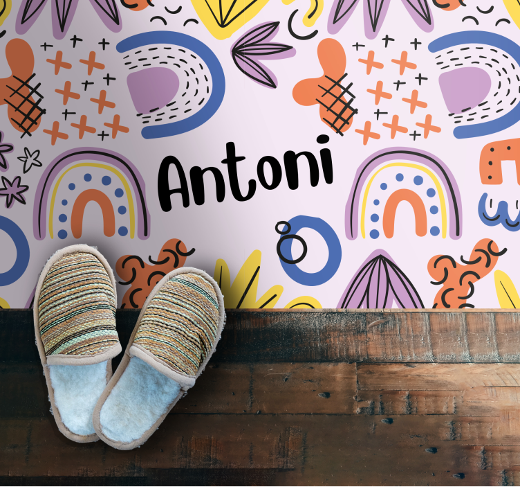 Nordic geometric with name kids rug - TenStickers