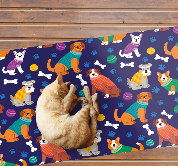 Colorful dressed puppies kids rug - TenStickers