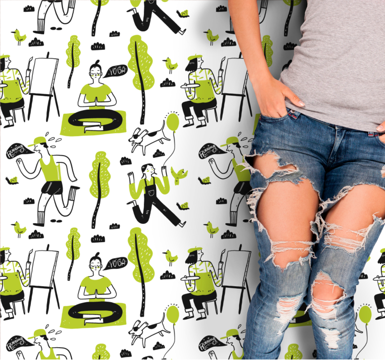 Playful Urban Scenes texture rug - TenStickers