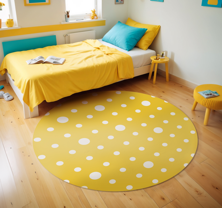 Polka dot yellow vinyl rug - TenStickers
