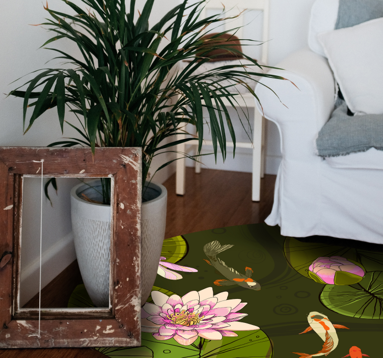 Pond Fauna Illustration floral rug - TenStickers