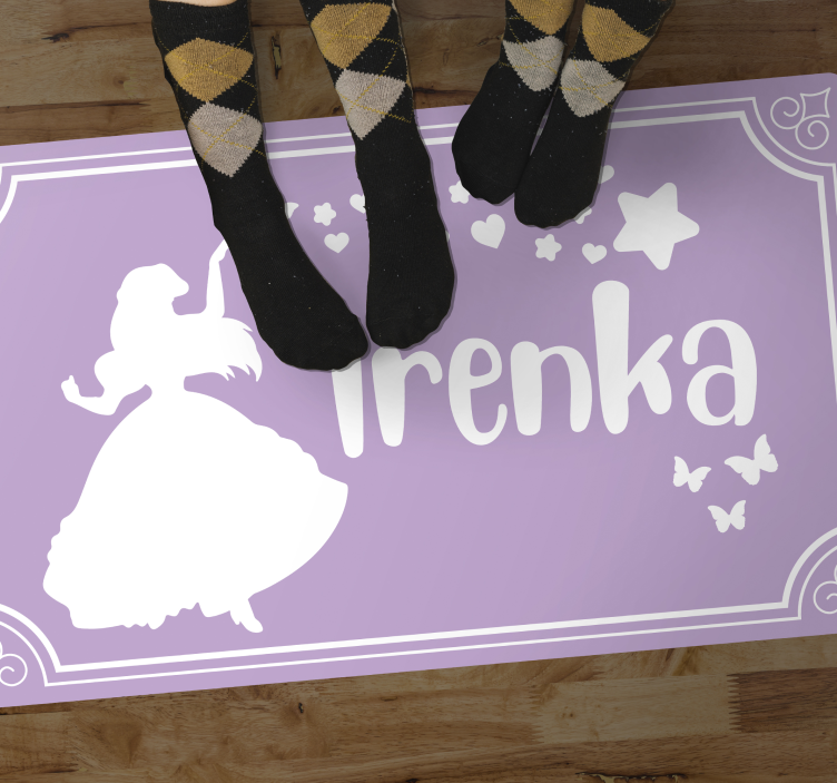 Magic princess with name kids rug - TenStickers