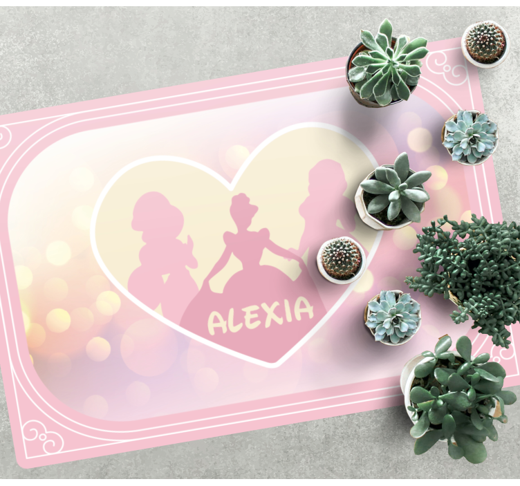 Princess Silhouette Heart custom floor mat - TenStickers
