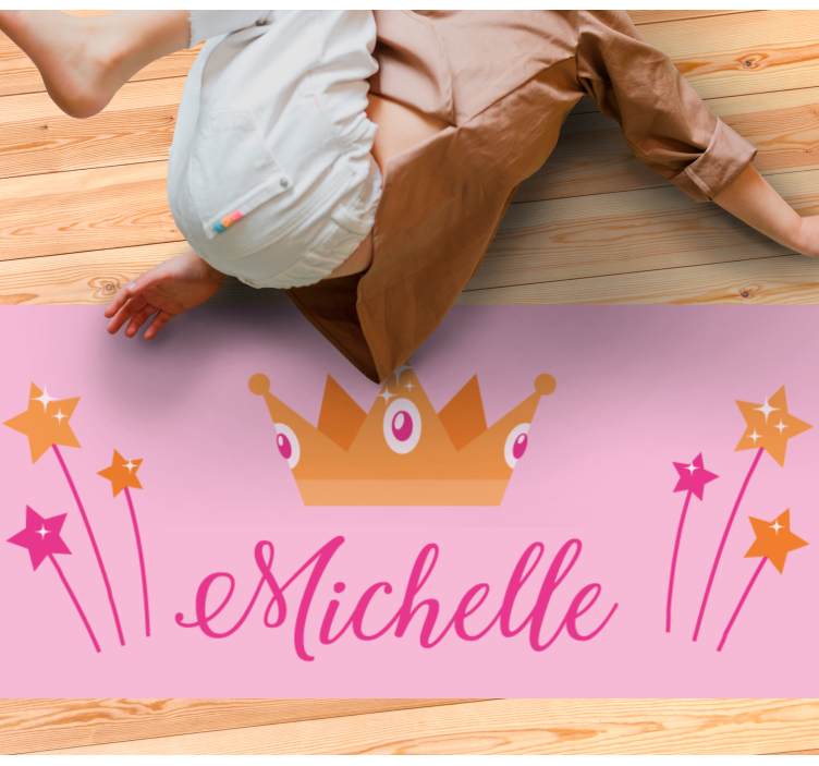 Wands and crown with name kids rug - TenStickers