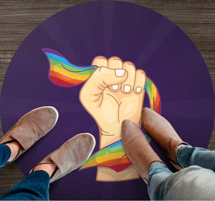 Proud Rainbow Fist teenage bedroom rug - TenStickers