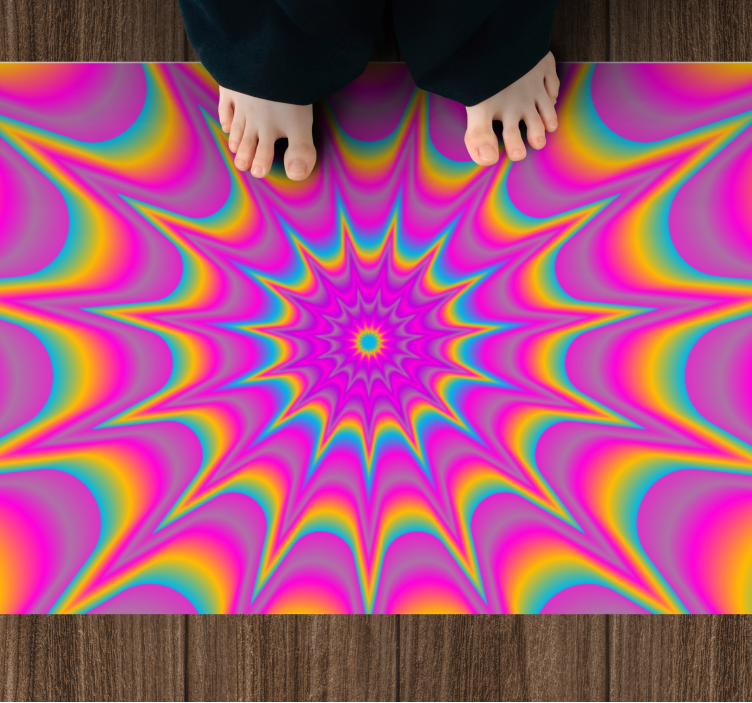 Psychedelic optical retro star rectangular rug - TenStickers