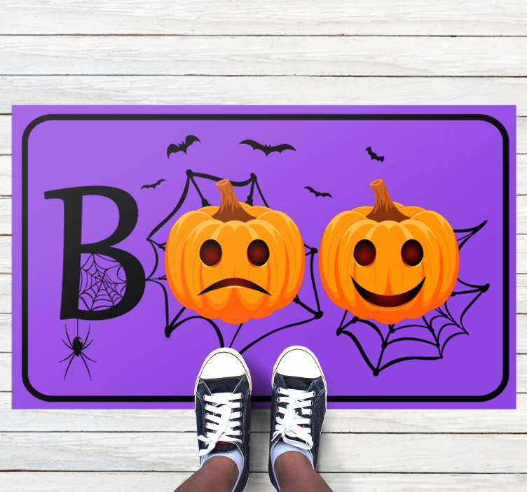 Pumpkin Spiderweb Boo halloween rugs - TenStickers