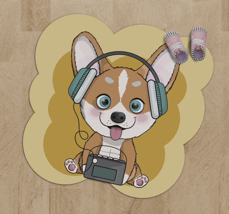 Puppy Headphones Illustration kids rug - TenStickers