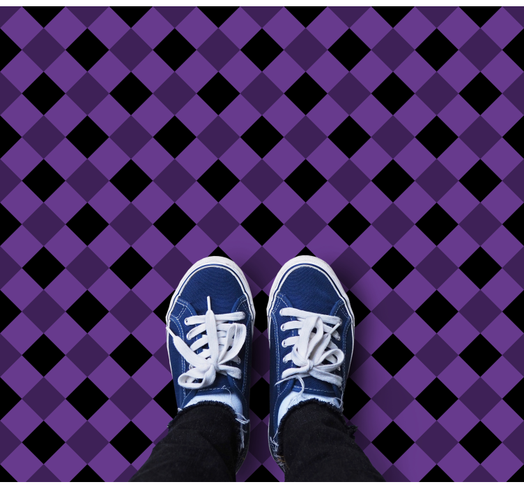 Purple and black patterned square vinyl rug - TenStickers