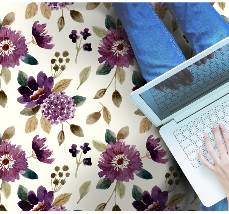 Purple and green floral rug - TenStickers