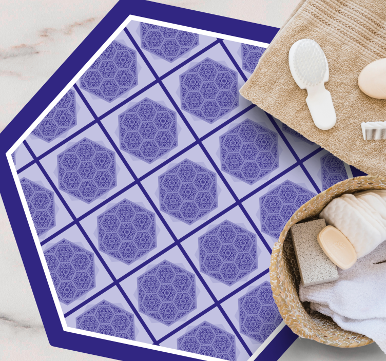 Purple hexagonal pattern bathroom mat - TenStickers