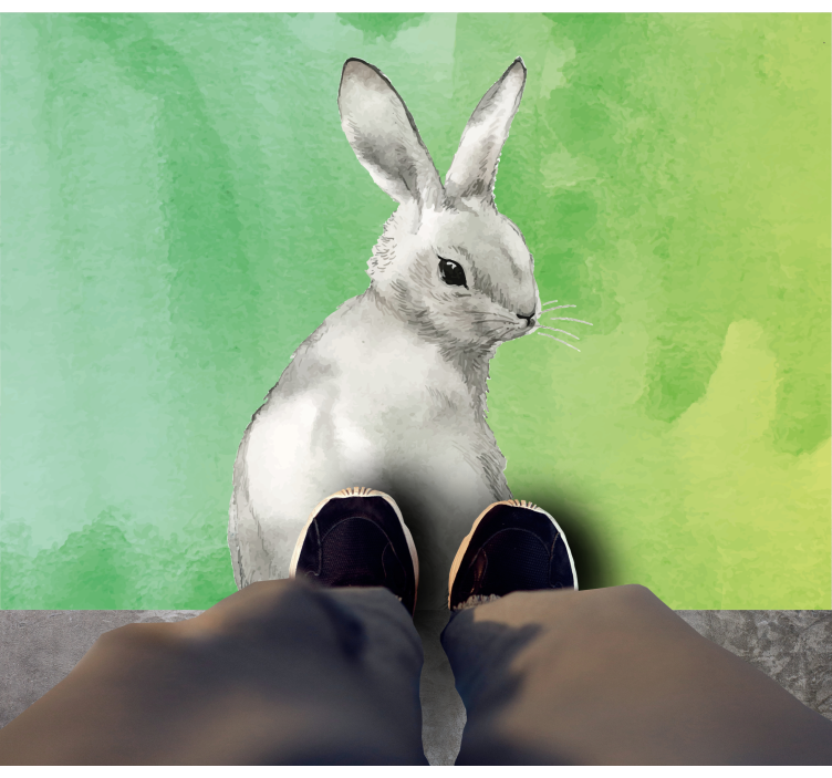 Rabbit green background animal mat - TenStickers
