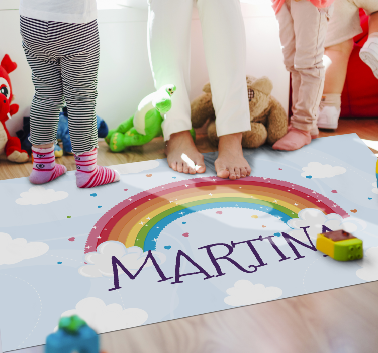 Rainbow custom name kids rug - TenStickers