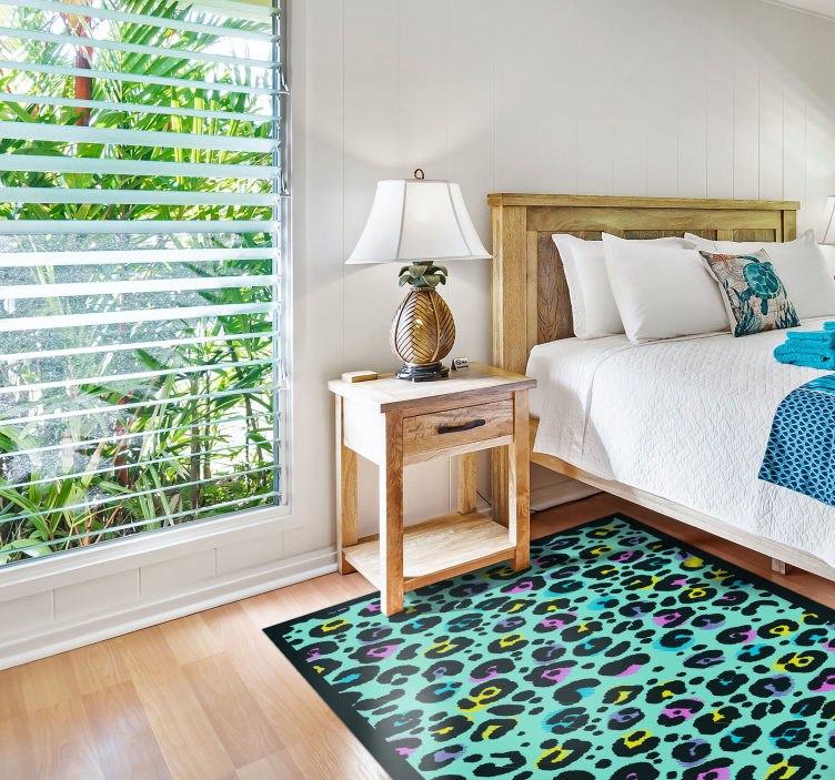 Rainbow Leopard animal print vinyl rug - TenStickers