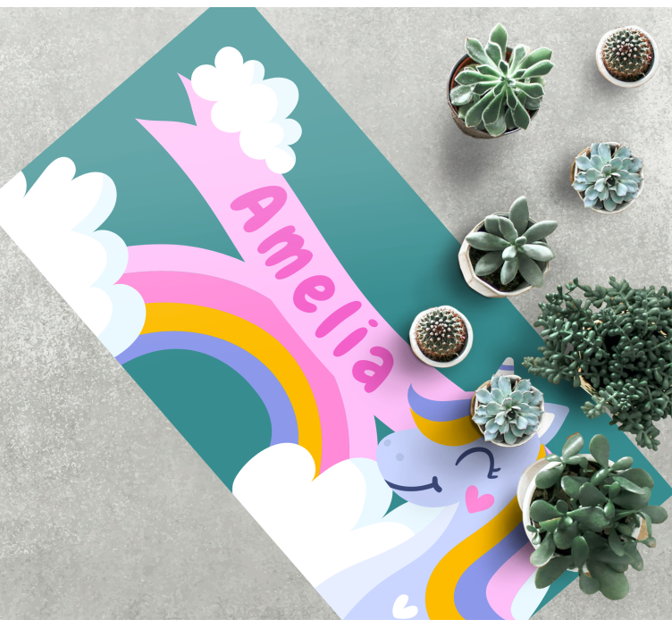 Rainbow unicorn costum kids rug - TenStickers