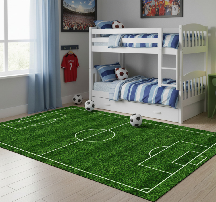 Rectangular rug realistic football field design - TenStickers