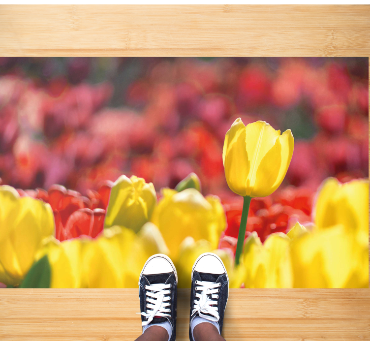 Red and yellow tulips floral rug - TenStickers