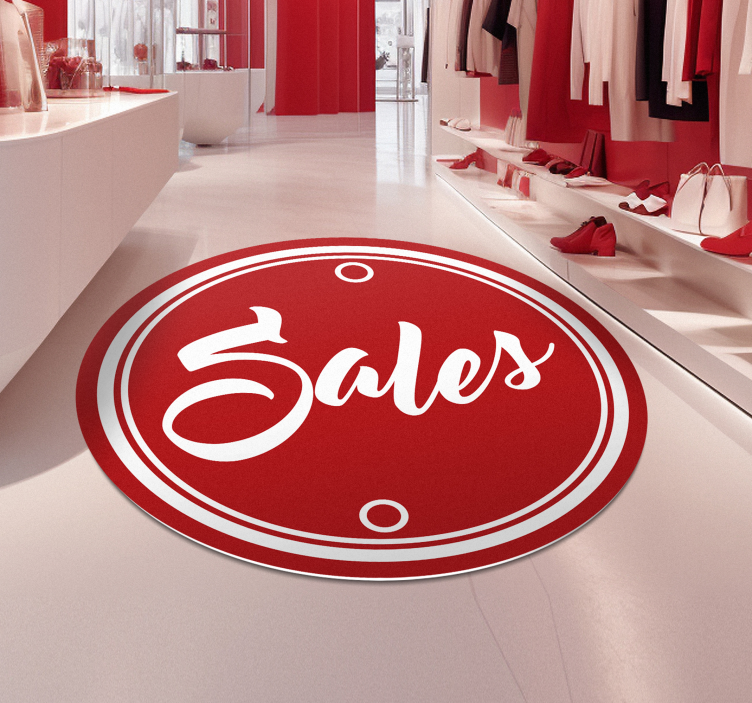 Red circle text sales circular floor rug - TenStickers