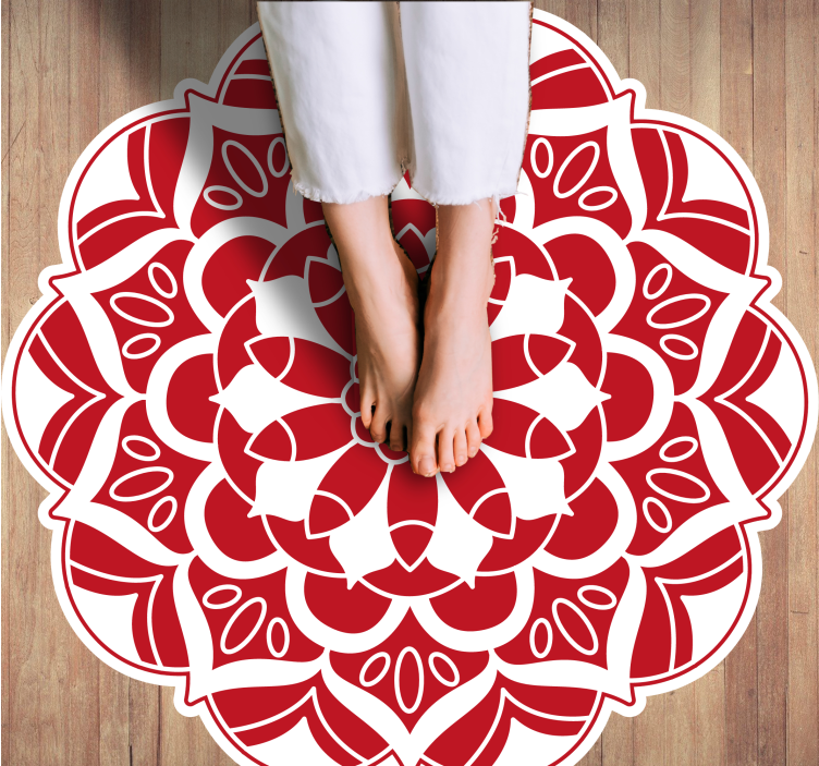 Red Floral Pattern mandala rug - TenStickers