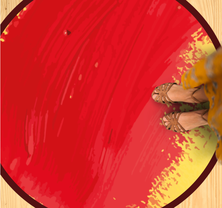 Red paint yellow background modern rug - TenStickers