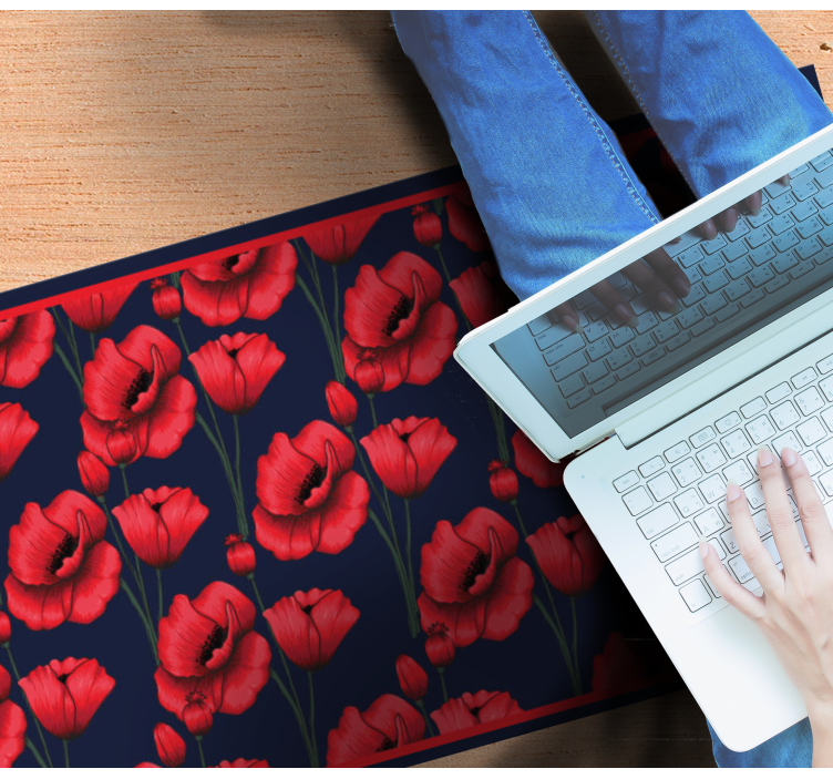 Red Poppy Arrangement floral rug - TenStickers