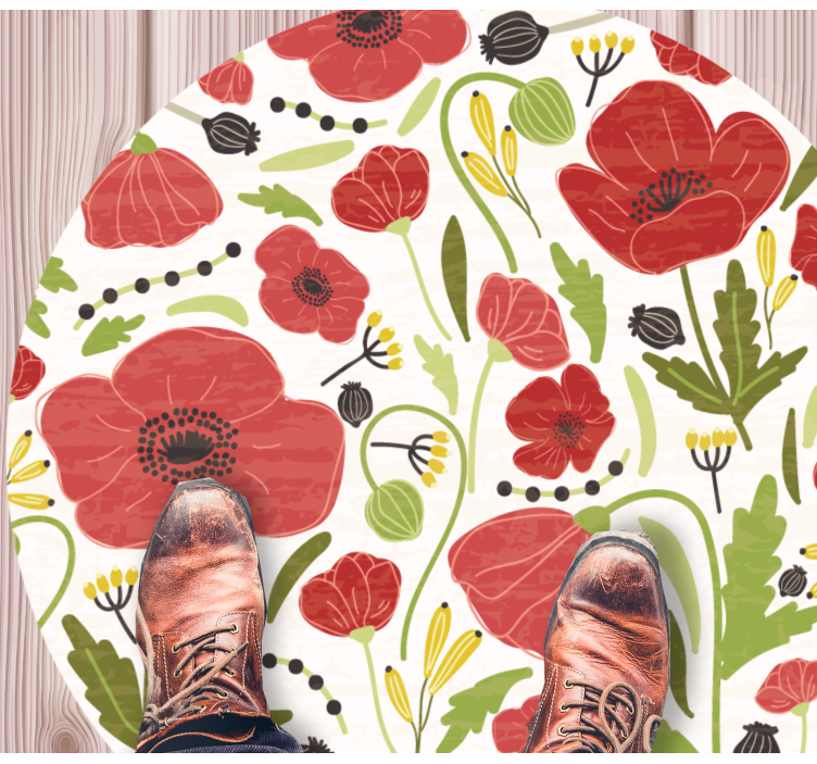 Red Poppy Blossoms floral rug - TenStickers