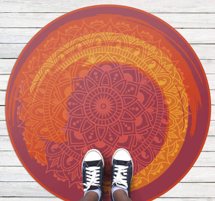 Red radiant motif mandala rug - TenStickers