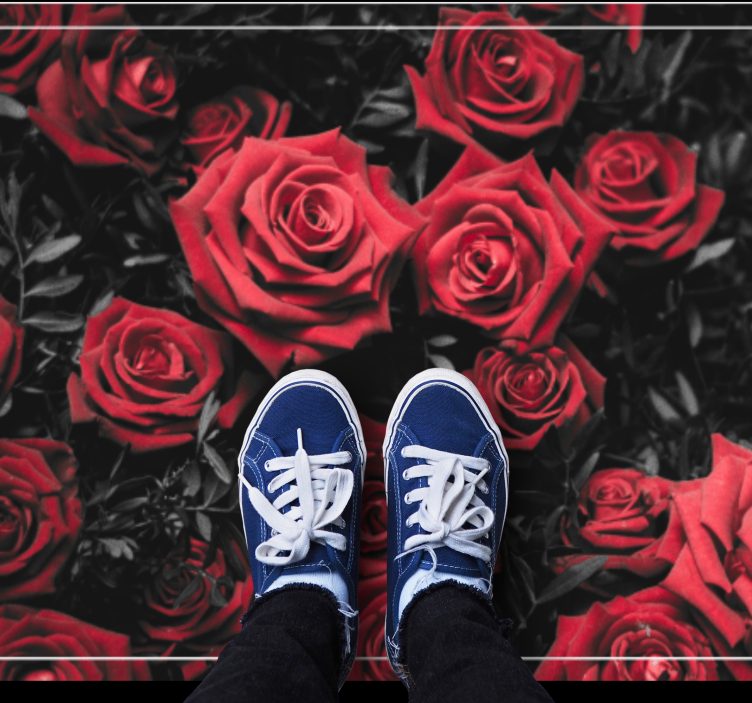 Realistic red roses design floral rug - TenStickers