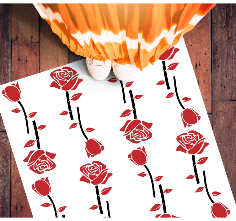Red rose pattern floral rug - TenStickers