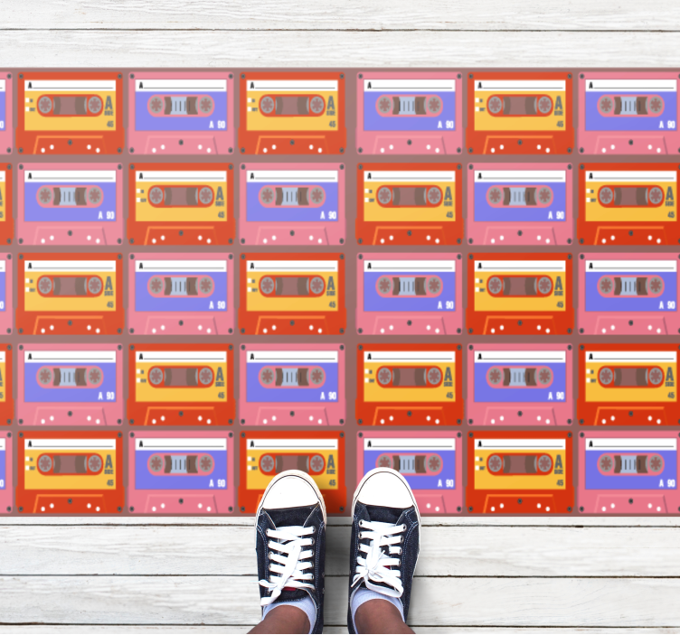 Retro cassette tapes vintage rug - TenStickers
