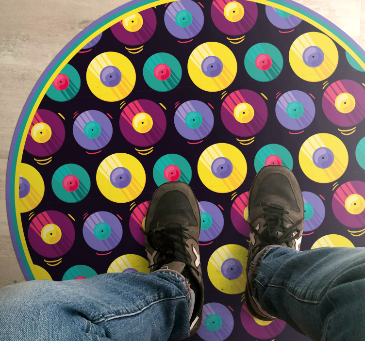 Retro Discs Composition game rug - TenStickers