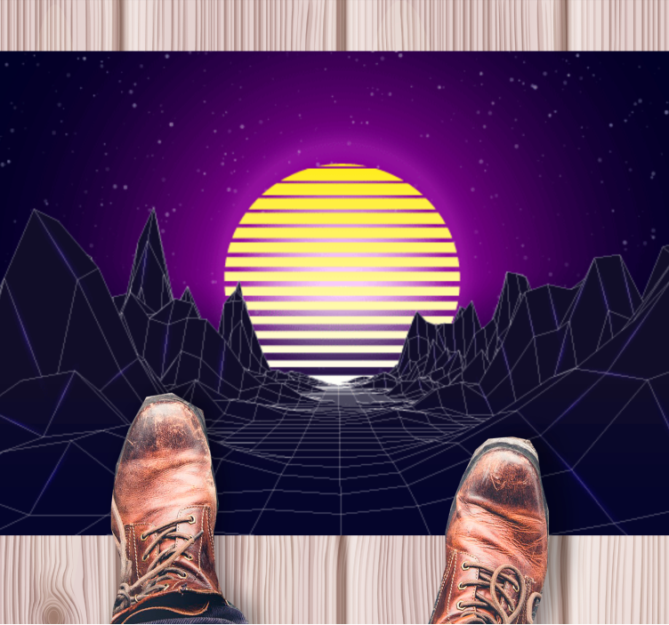 Retro Futuristic Landscape modern rug - TenStickers